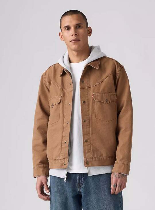 Levi's Western Shorthorn Trucker Jacket in Bison Brown